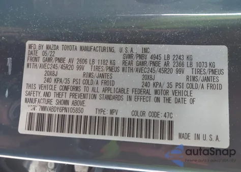 2023 Mazda Cx-50 2.5 Turbo Premium z USA, uszkodzony, nr VIN 7MMVABDY6PN105850